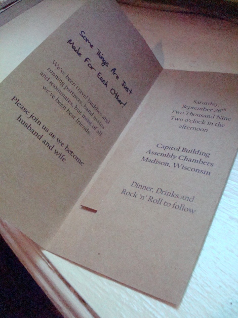 The inside of the invitation